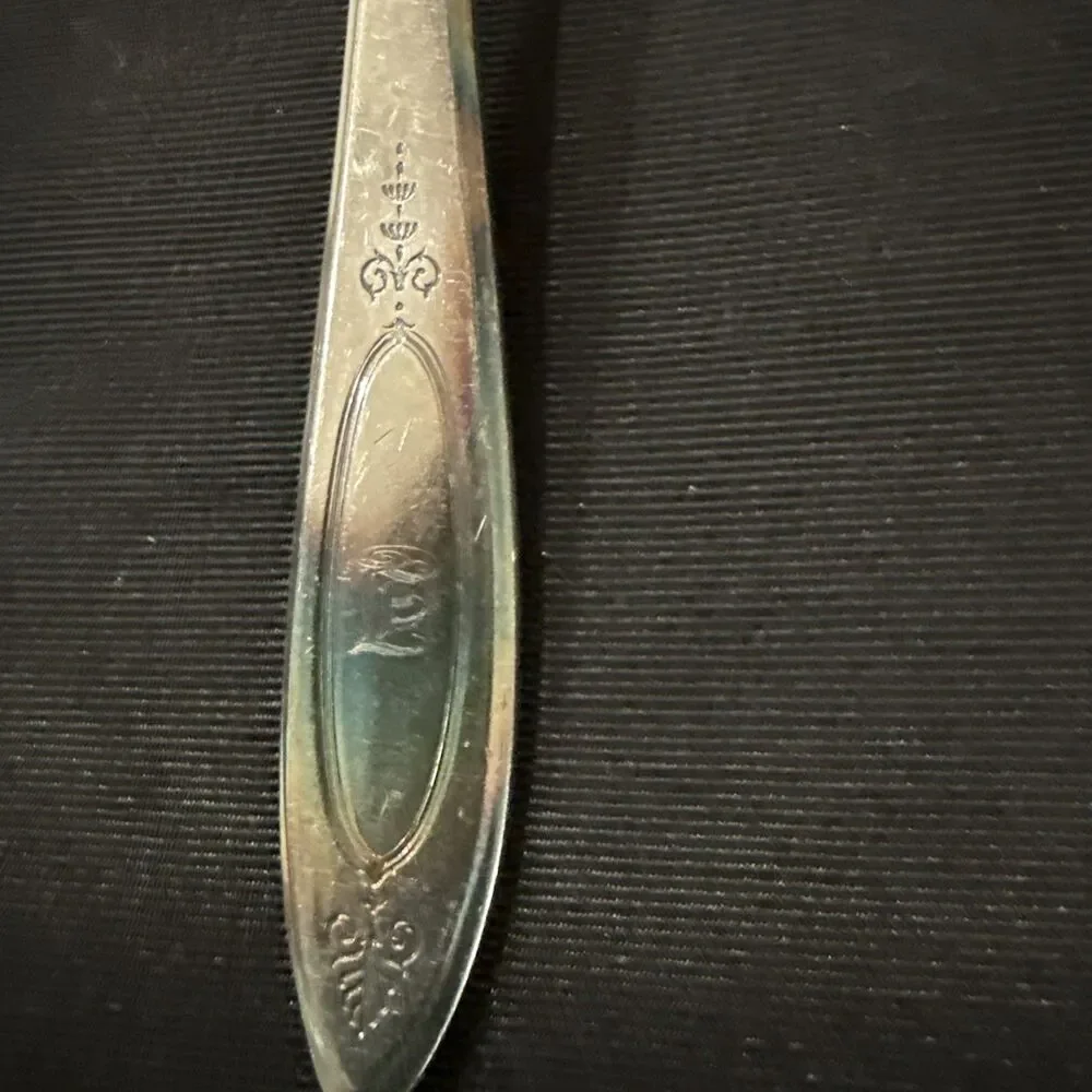 SERVING SPOON Vintage Oneida Community Silverplate Adam Monogramed
